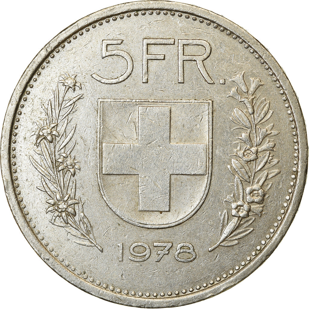 Coin, Switzerland, 5 Francs, 1978, Bern, EF(40-45), Copper-nickel, KM:40a.1