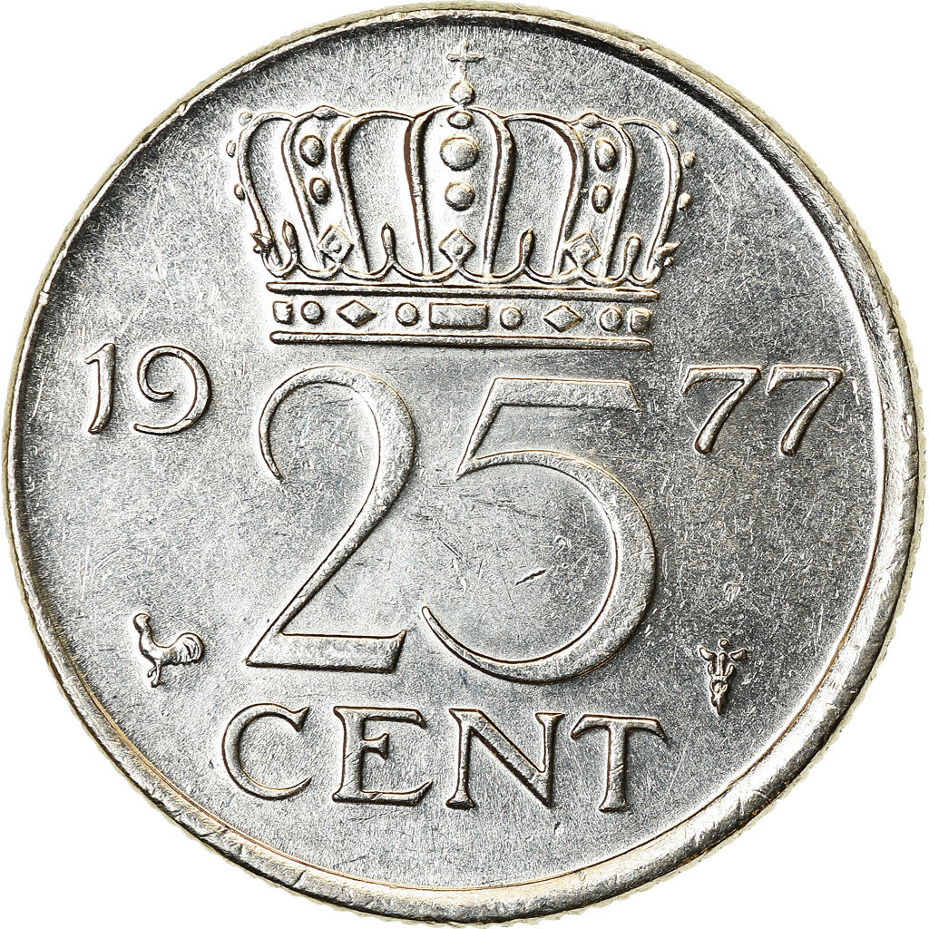 Münze, Niederlande, Juliana, 25 Cents, 1977, SS, Nickel, KM:183