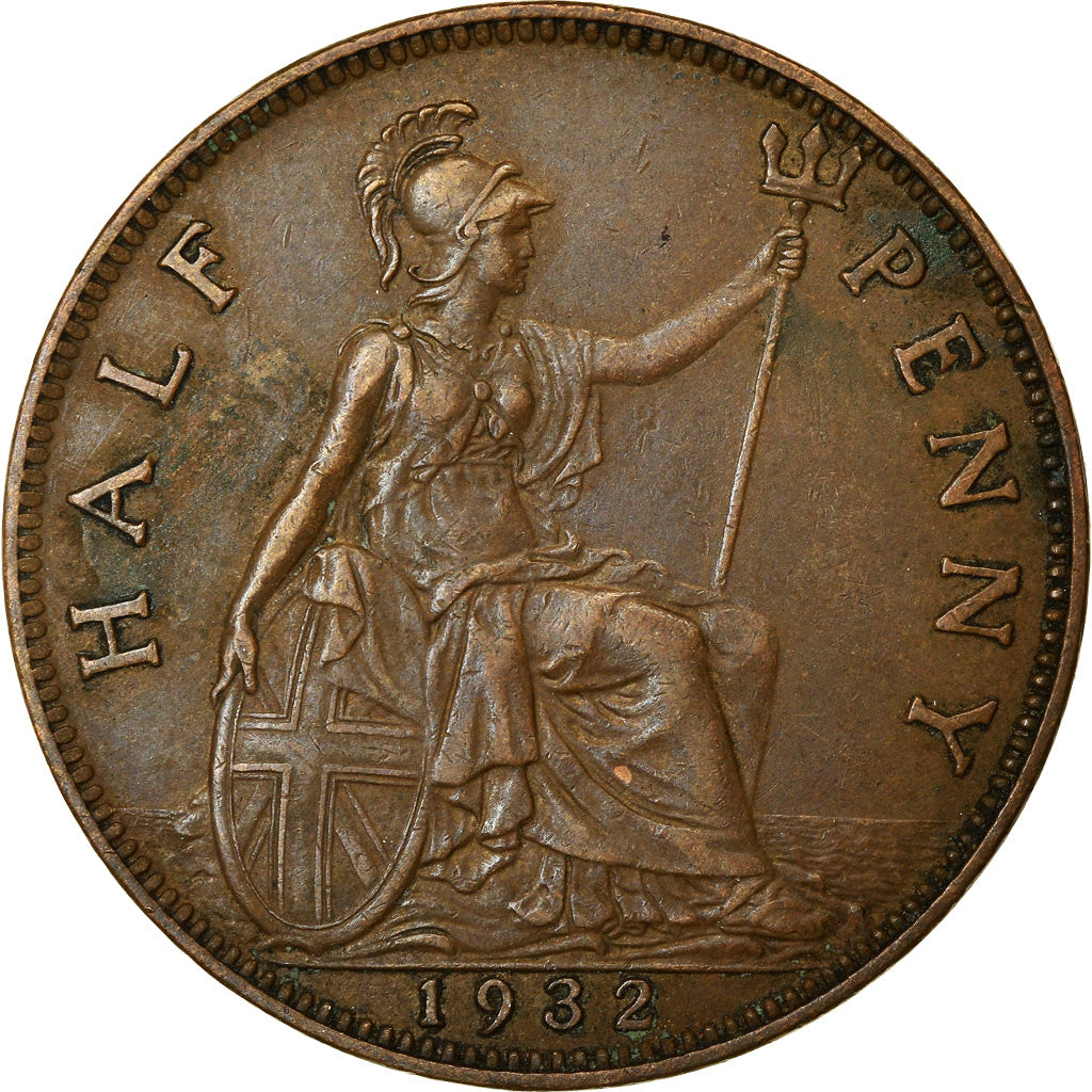Coin, Great Britain, George V, 1/2 Penny, 1932, EF(40-45), Bronze, KM:837
