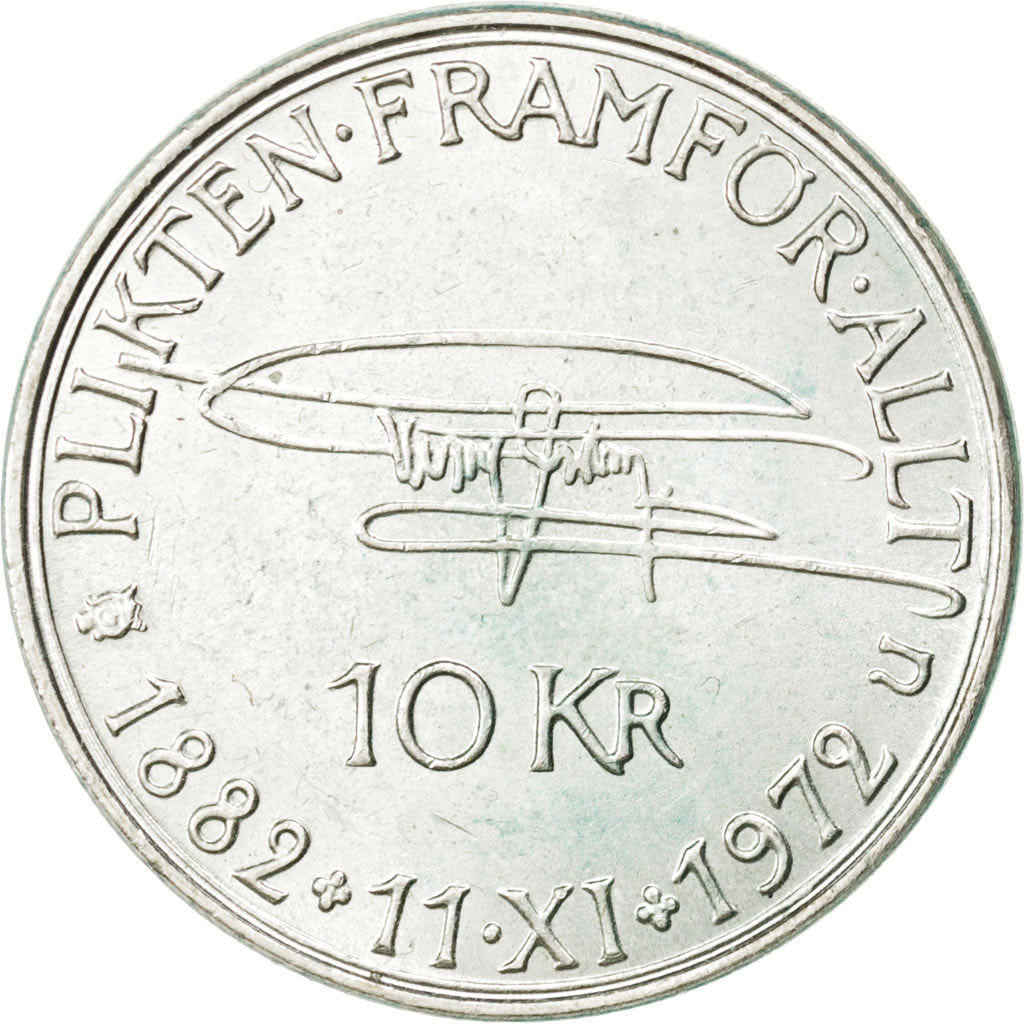 Coin, Sweden, Gustaf VI, 10 Kronor, 1972, AU(55-58), Silver, KM:847