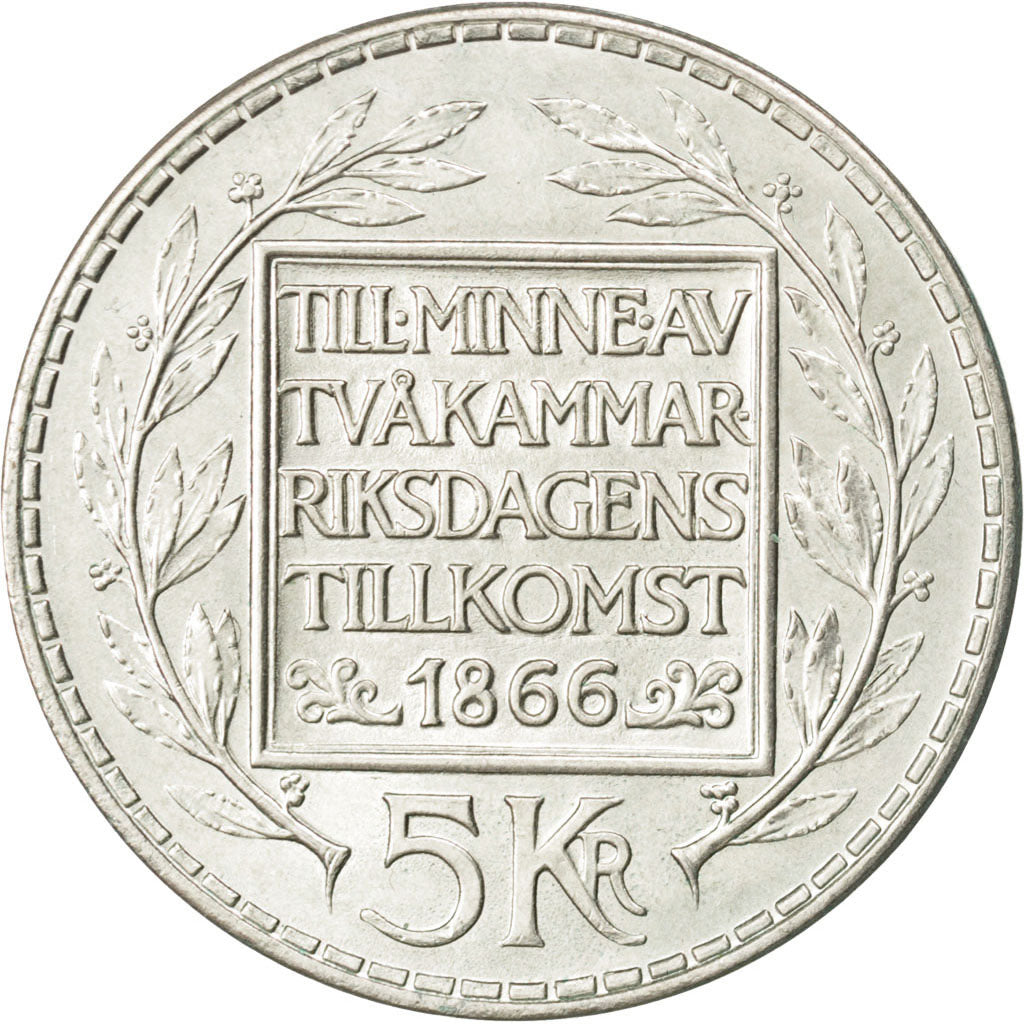 SWEDEN, 5 Kronor, 1966, KM #853, AU(55-58), Copper-Nickel, 28.5, 17.95