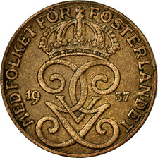 Coin, Sweden, Gustaf V, 2 Öre, 1937, AU(50-53), Bronze, KM:778