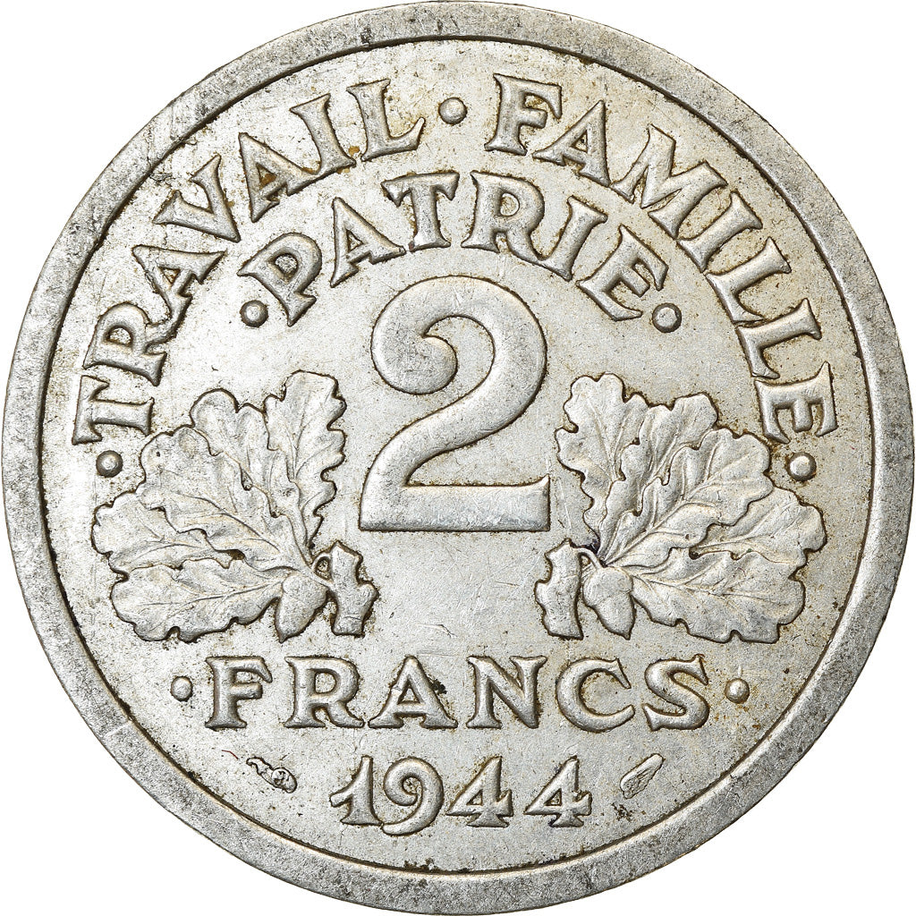 Coin, France, Bazor, 2 Francs, 1944, Beaumont - Le Roger, EF(40-45), Aluminum