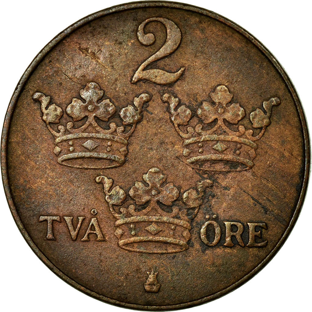 Coin, Sweden, Gustaf V, 2 Öre, 1921, EF(40-45), Bronze, KM:778