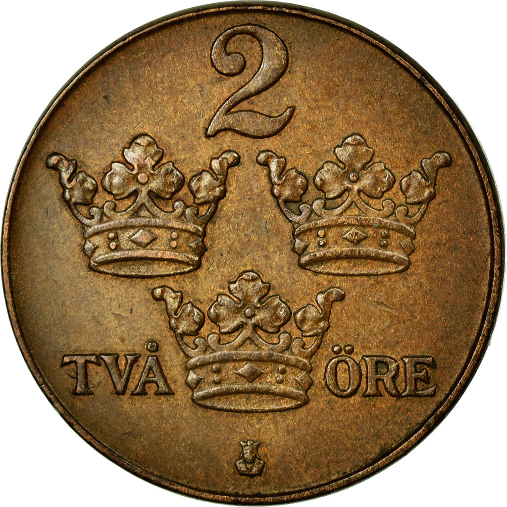 Coin, Sweden, Gustaf V, 2 Öre, 1935, AU(50-53), Bronze, KM:778