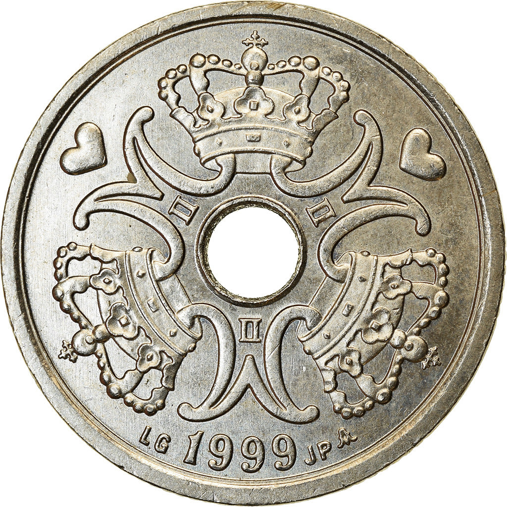 Munten, Denemarken, Margrethe II, 2 Kroner, 1999, Copenhagen, ZF, Copper-nickel