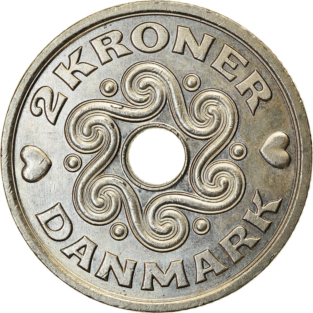 Munten, Denemarken, Margrethe II, 2 Kroner, 1999, Copenhagen, ZF, Copper-nickel