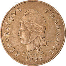 Moneda, Nueva Caledonia, 100 Francs, 1992, Paris, MBC, Níquel - bronce, KM:15