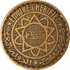 Moneda, Marruecos, Mohammed V, 5 Francs, 1365, Paris, MBC, Aluminio - bronce