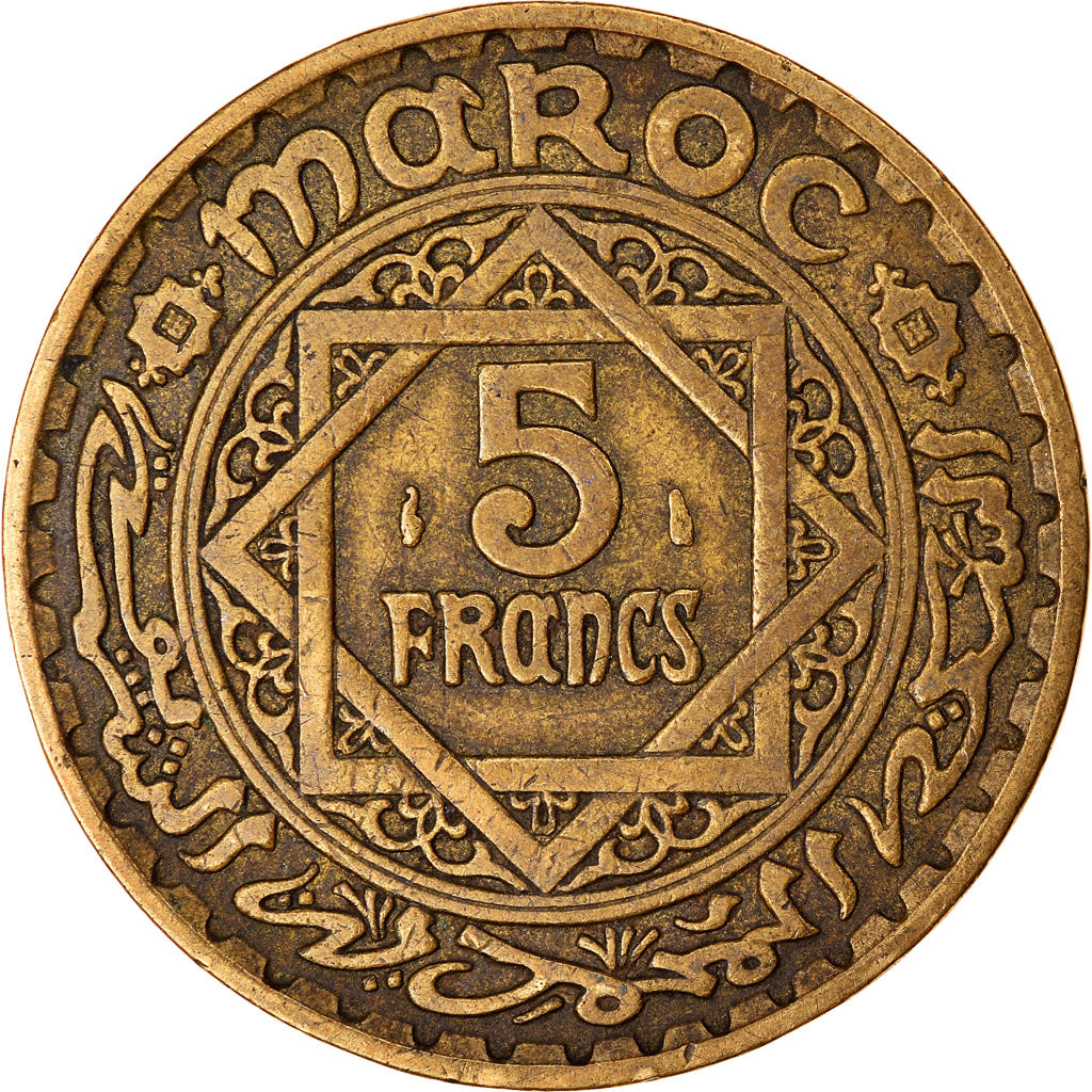 Coin, Morocco, Mohammed V, 5 Francs, 1365, Paris, EF(40-45), Aluminum-Bronze