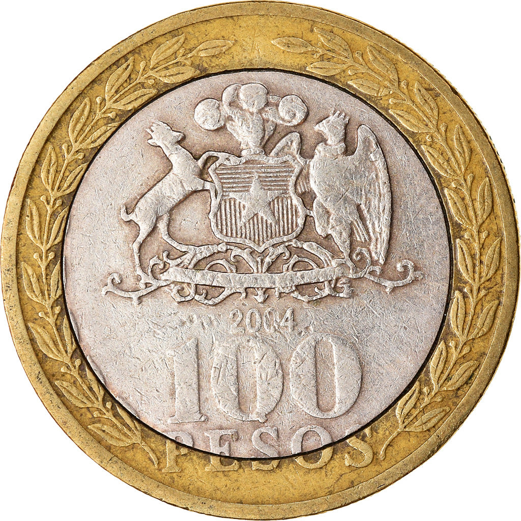 Moneda, Chile, 100 Pesos, 2004, Santiago, MBC, Bimetálico, KM:236