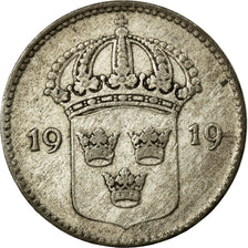 Coin, Sweden, Gustaf V, 10 Öre, 1919, EF(40-45), Silver, KM:780