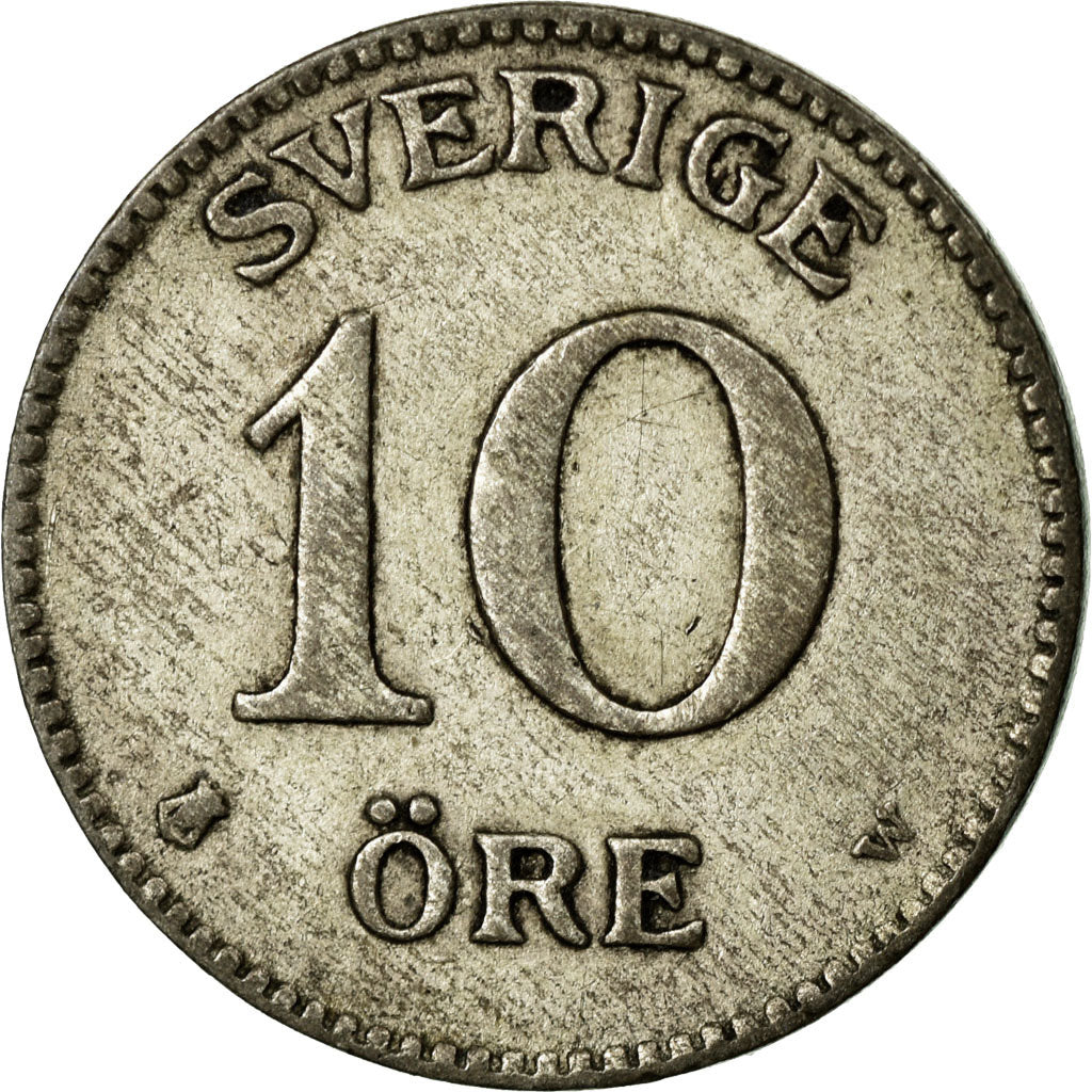 Coin, Sweden, Gustaf V, 10 Öre, 1919, EF(40-45), Silver, KM:780