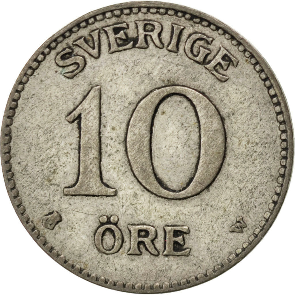 Coin, Sweden, Gustaf V, 10 Öre, 1919, EF(40-45), Silver, KM:780