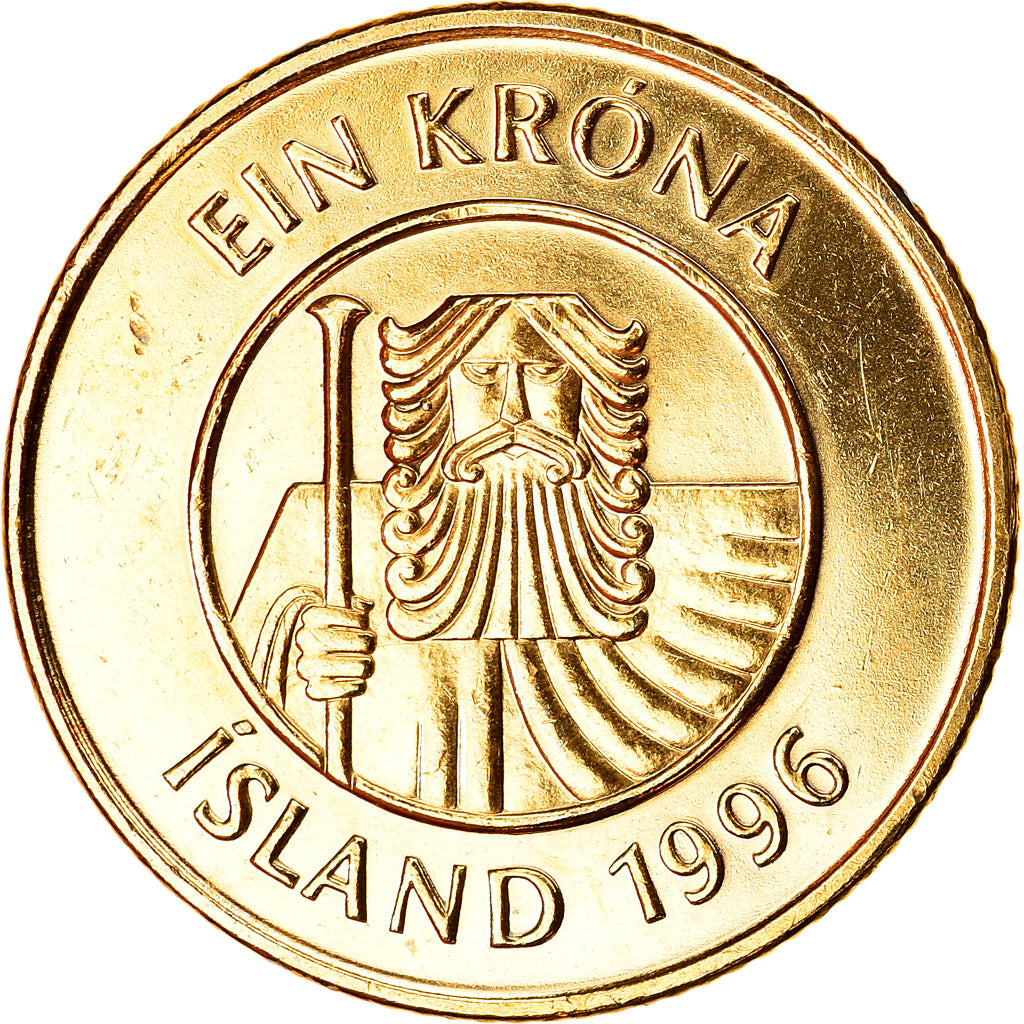 Coin, Iceland, Krona, 1996, MS(60-62), Nickel plated steel, KM:27A