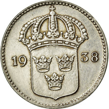 Coin, Sweden, Gustaf V, 10 Öre, 1938, EF(40-45), Silver, KM:780