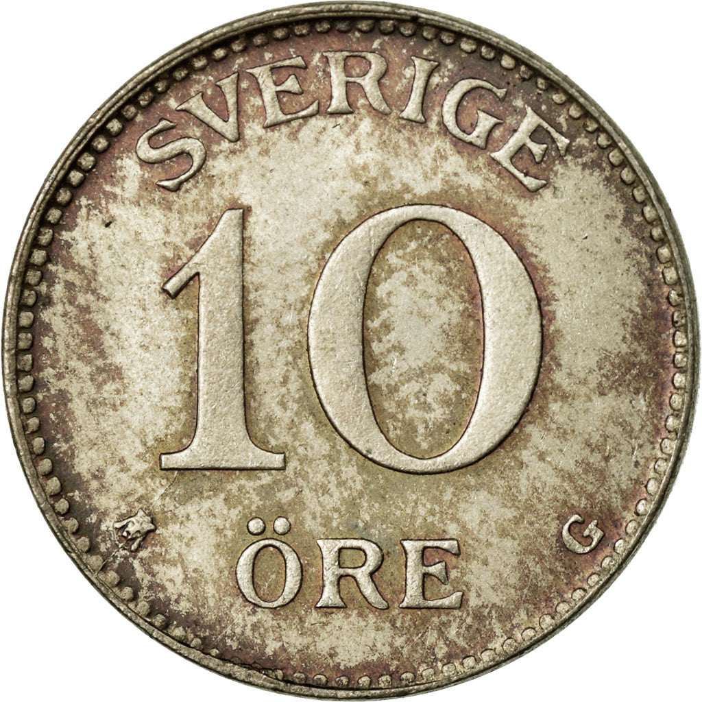 Coin, Sweden, Gustaf V, 10 Öre, 1938, EF(40-45), Silver, KM:780