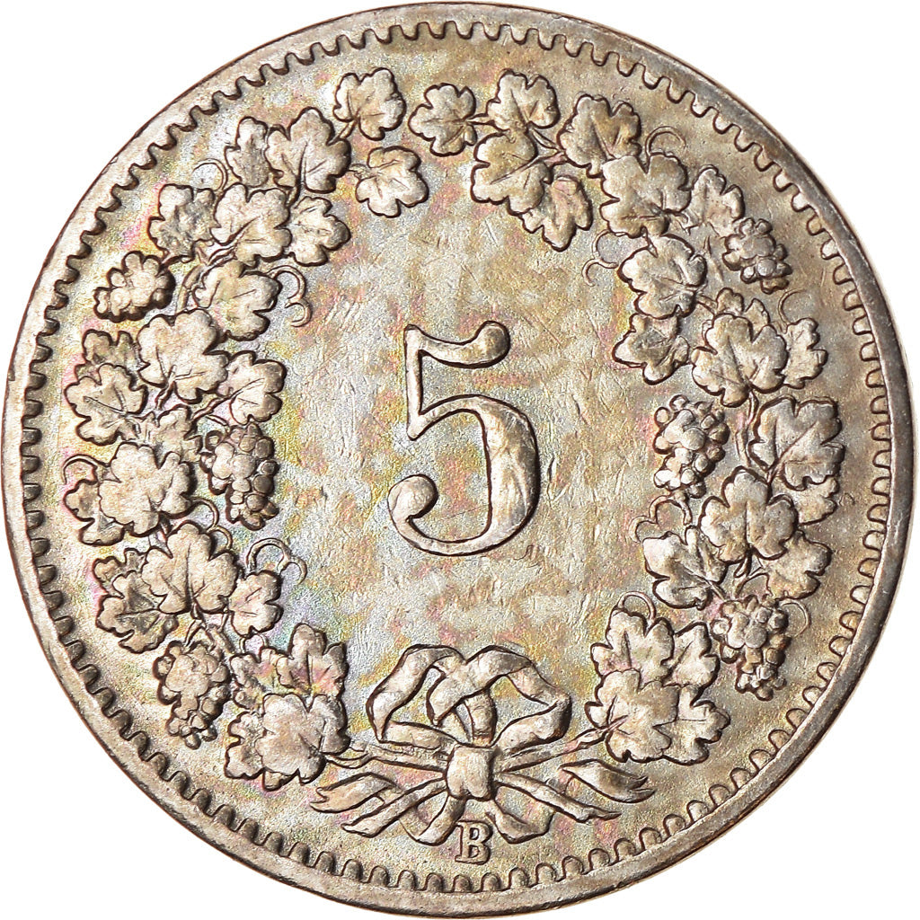 Moneta, Szwajcaria, 5 Rappen, 1906, Bern, EF(40-45), Miedź-Nikiel, KM:26