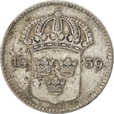SWEDEN, 10 Ore, 1939, KM #780, EF(40-45), Silver, 15, 1.41