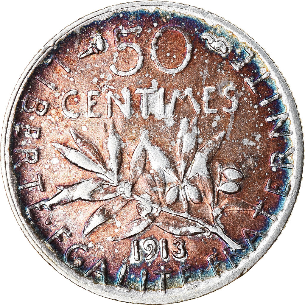 Coin, France, Semeuse, 50 Centimes, 1913, Paris, VF(20-25), Silver, KM:854