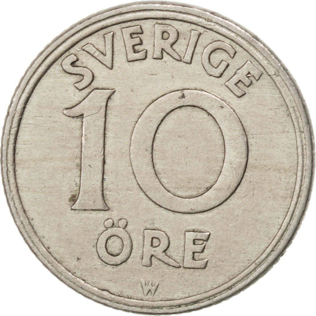 SWEDEN, 10 Ore, 1920, KM #795, EF(40-45), Nickel-Bronze, 15, 1.47
