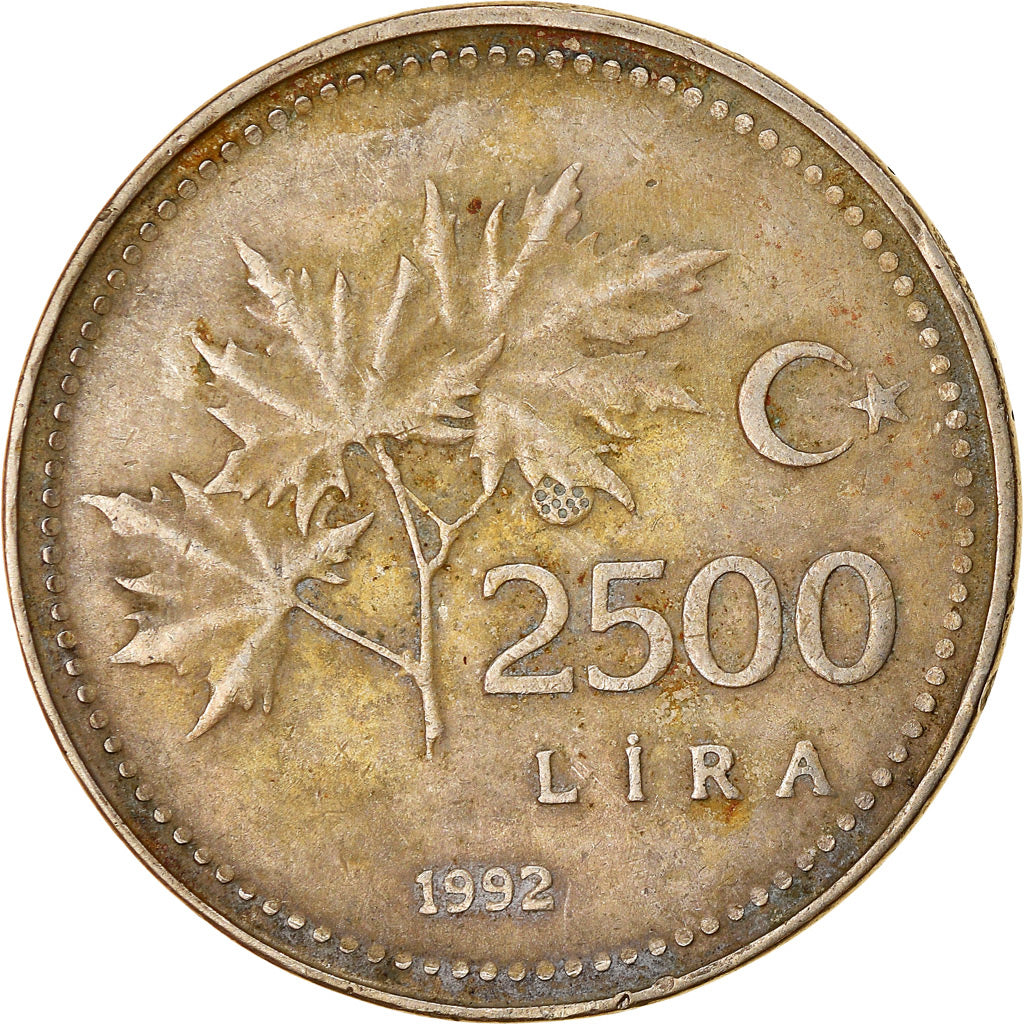 Münze, Türkei, 2500 Lira, 1992, S+, Nickel-Bronze, KM:1015