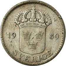 Moneta, Svezia, Gustaf V, 25 Öre, 1939, MB+, Argento, KM:785
