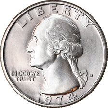 Coin, United States, Washington Quarter, Quarter, 1974, U.S. Mint, Denver