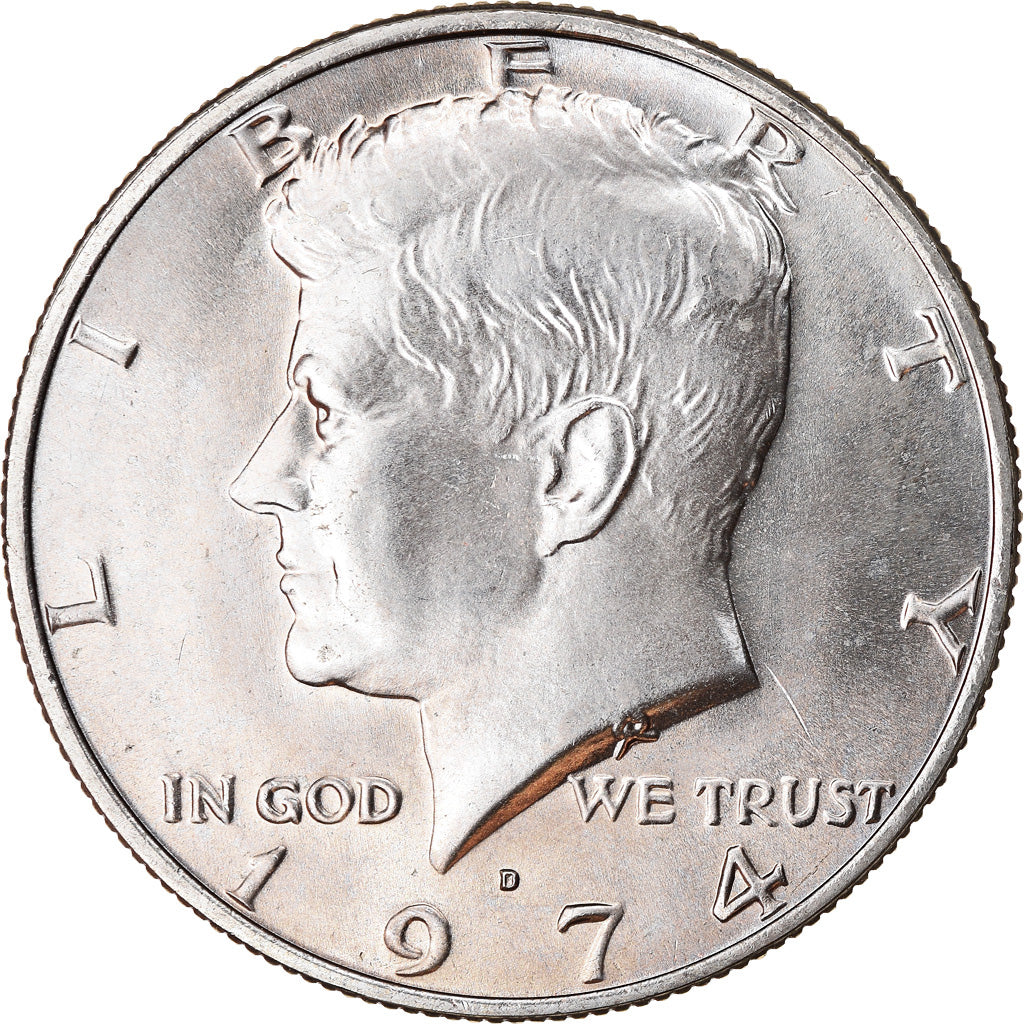 Coin, United States, Kennedy Half Dollar, Half Dollar, 1974, U.S. Mint, Denver