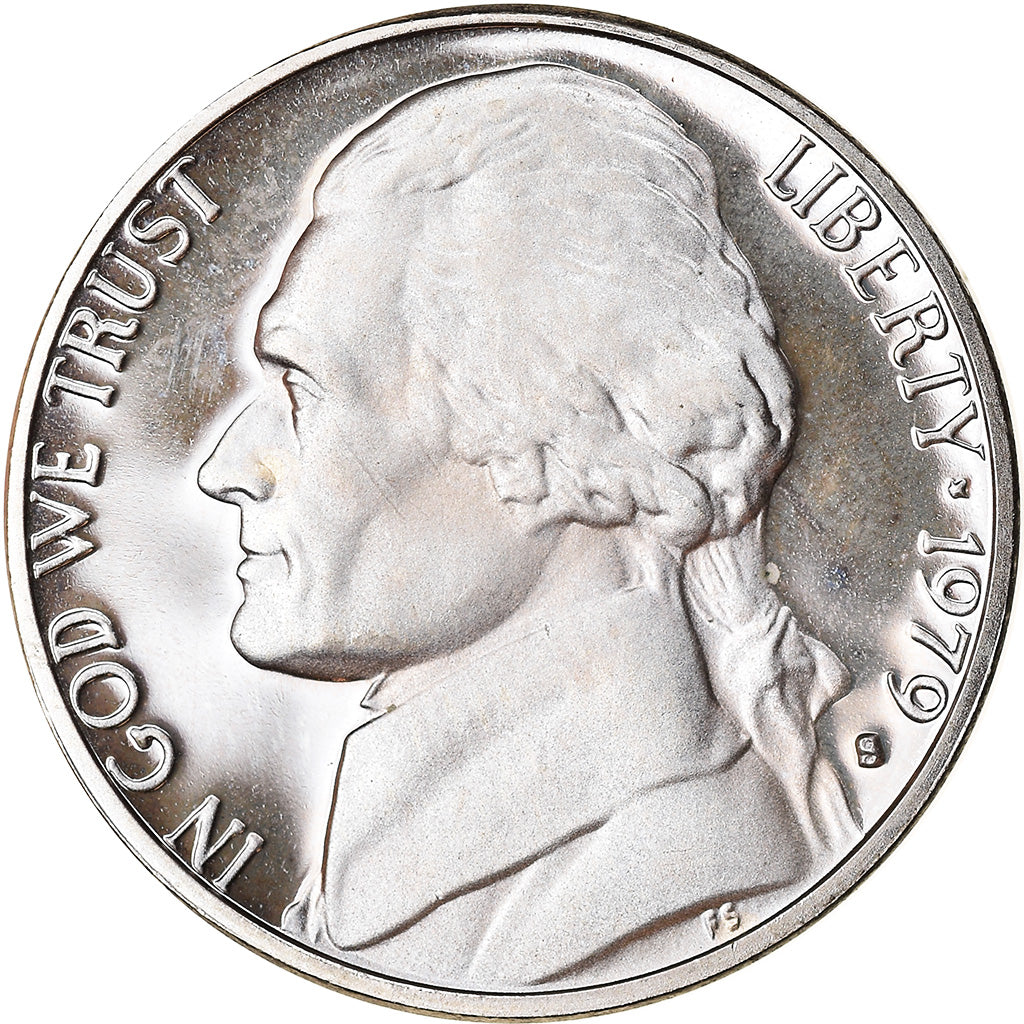 Coin, United States, Jefferson Nickel, 5 Cents, 1979, U.S. Mint, San Francisco