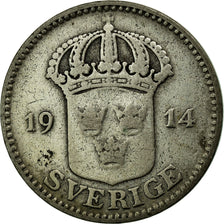 Coin, Sweden, Gustaf V, 25 Öre, 1914, EF(40-45), Silver, KM:785