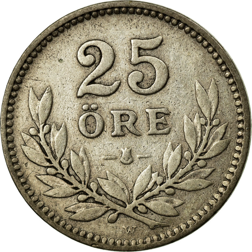 Coin, Sweden, Gustaf V, 25 Öre, 1914, EF(40-45), Silver, KM:785