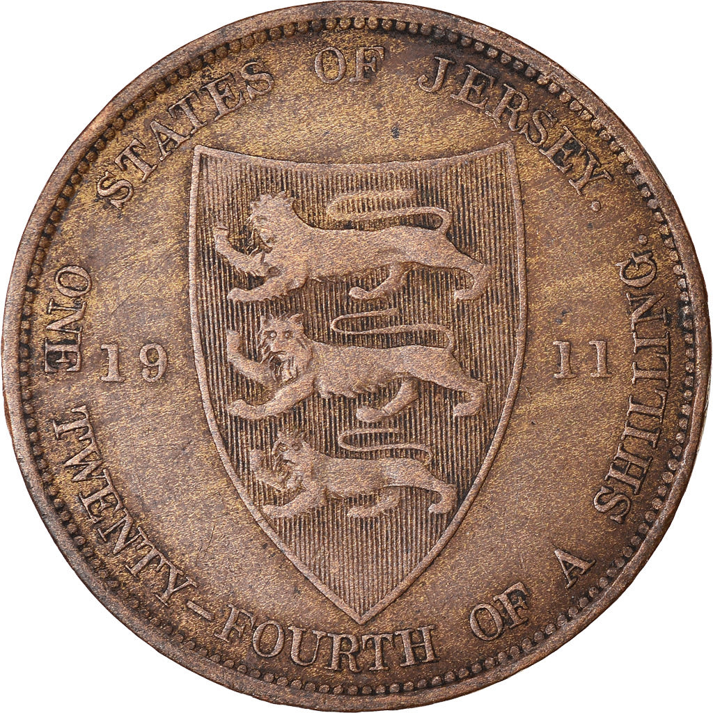 Coin, Jersey, George V, 1/24 Shilling, 1911, VF(30-35), Bronze, KM:11