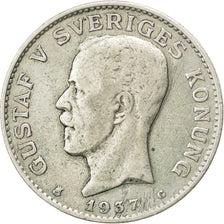 SWEDEN, Krona, 1937, KM #786.2, EF(40-45), Silver, 25, 7.72