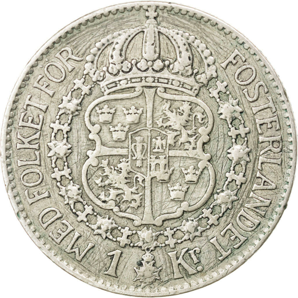 SWEDEN, Krona, 1937, KM #786.2, EF(40-45), Silver, 25, 7.72