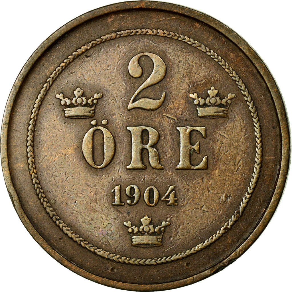 Coin, Sweden, Oscar II, 2 Öre, 1904, EF(40-45), Bronze, KM:746