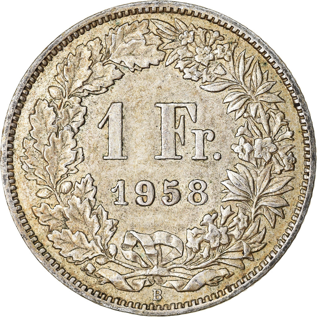 Coin, Switzerland, Franc, 1958, Bern, VF(30-35), Silver, KM:24