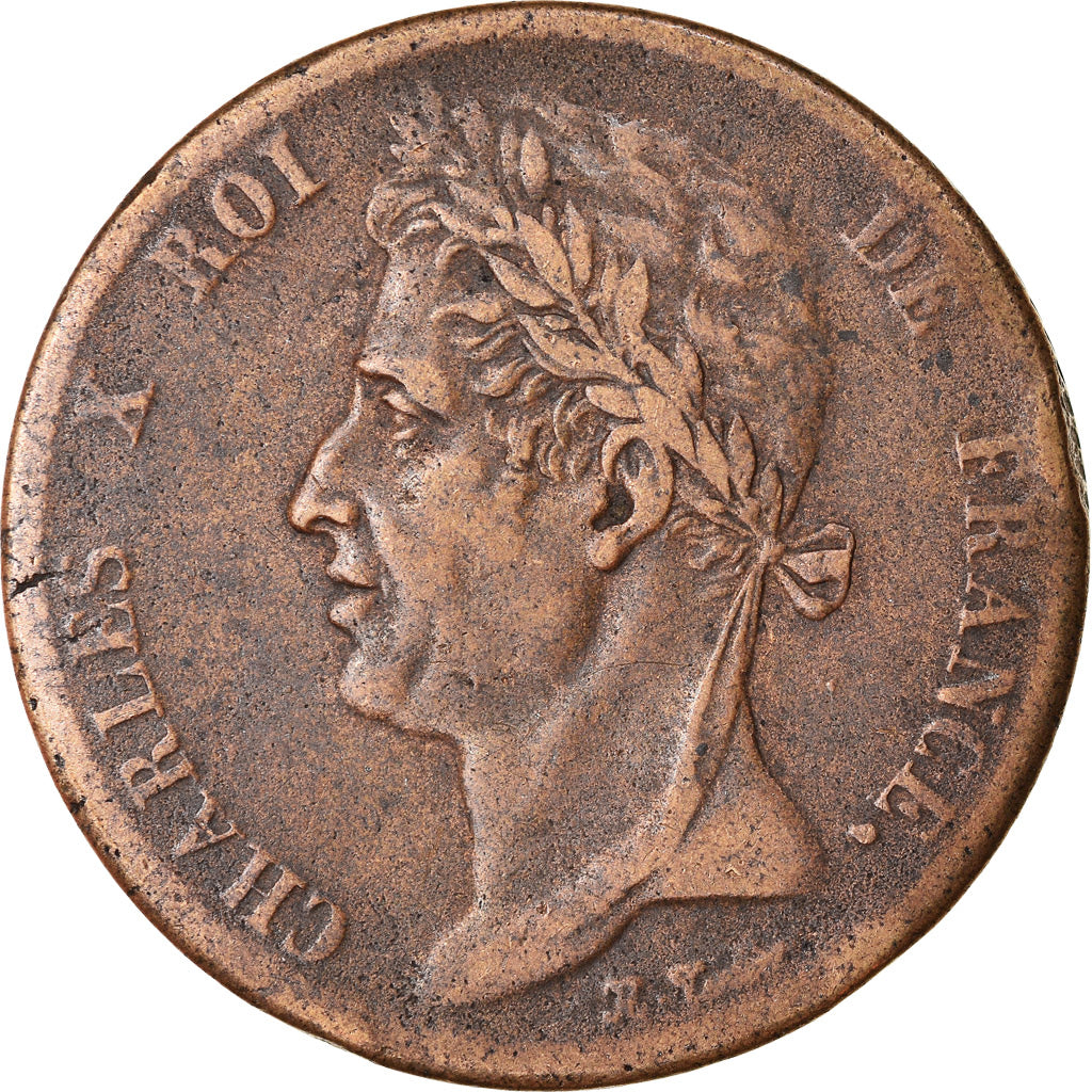 Coin, FRENCH COLONIES, Charles X, 5 Centimes, 1830, Paris, EF(40-45), Bronze