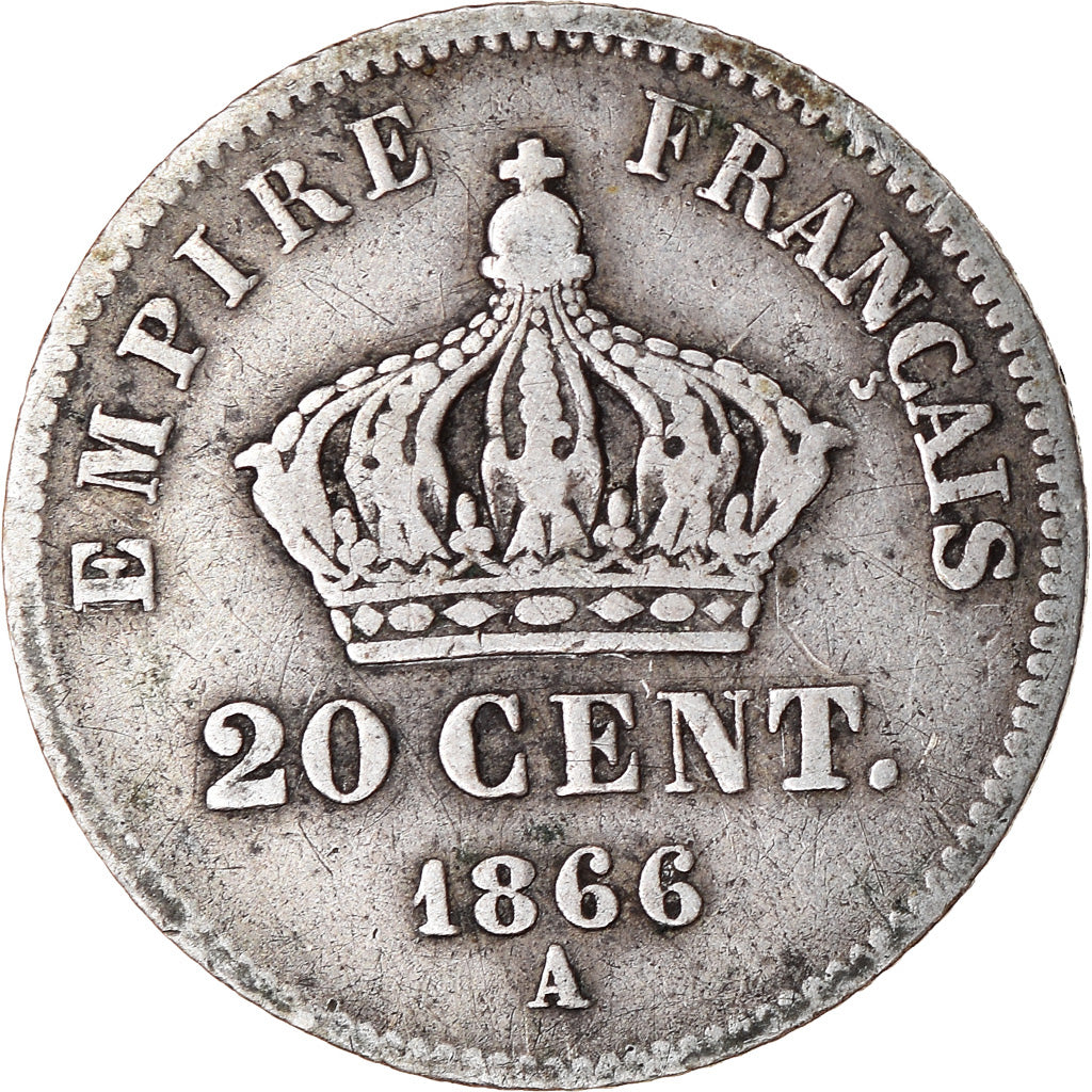 Coin, France, Napoleon III, Napoléon III, 20 Centimes, 1866, Paris, EF(40-45)