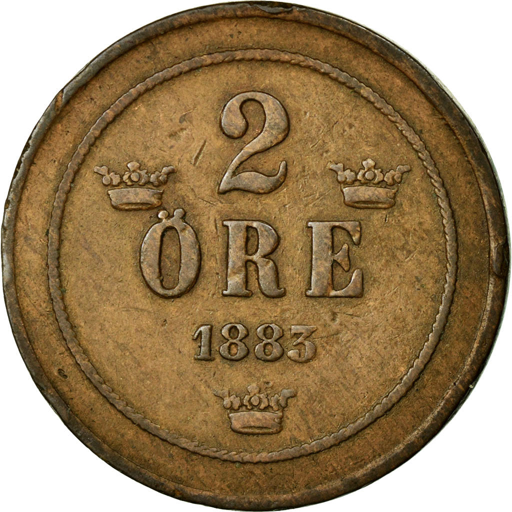 Coin, Sweden, Oscar II, 2 Öre, 1883, EF(40-45), Bronze, KM:746