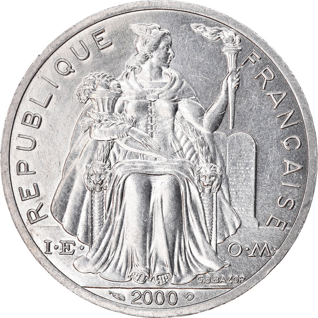 Münze, French Polynesia, 5 Francs, 2000, Paris, SS, Aluminium, KM:12