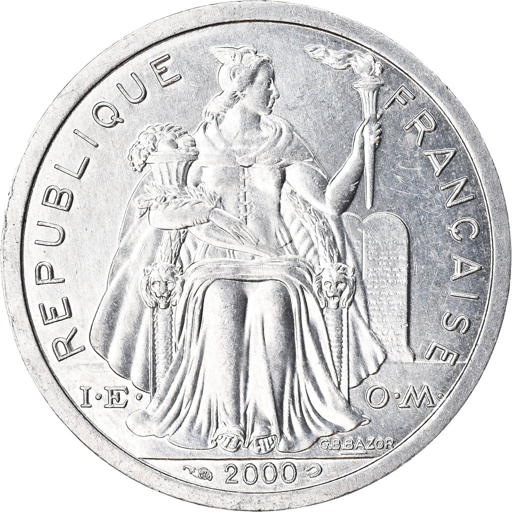 Moneta, Polinesia francese, 2 Francs, 2000, Paris, BB, Alluminio, KM:10