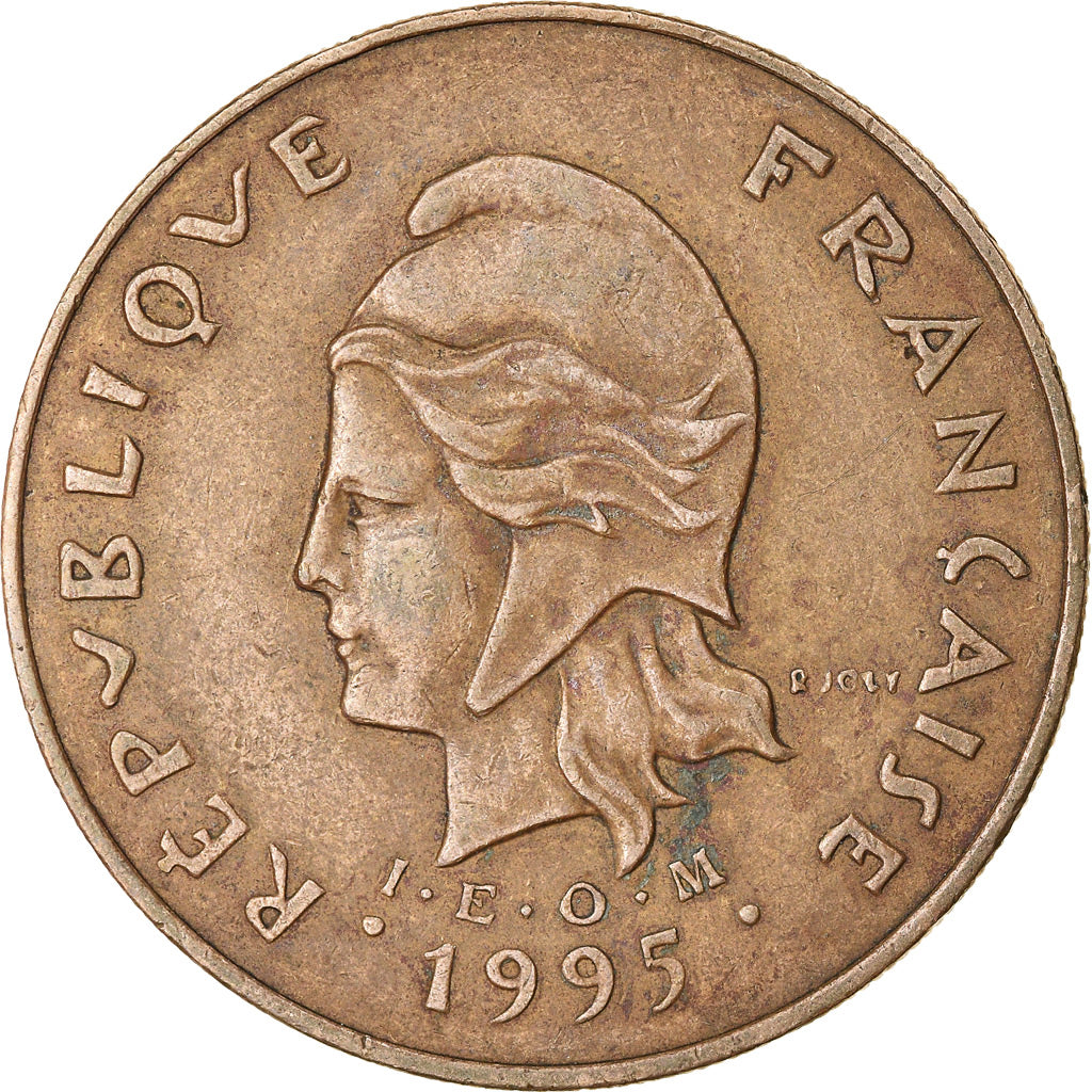 Moeda, Polinésia Francesa, 100 Francs, 1995, Paris, EF(40-45), Níquel-Bronze