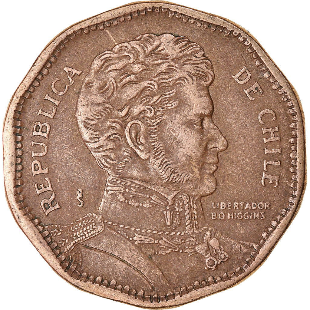 Coin, Chile, 50 Pesos, 1991, Santiago, EF(40-45), Aluminum-Bronze, KM:219.2