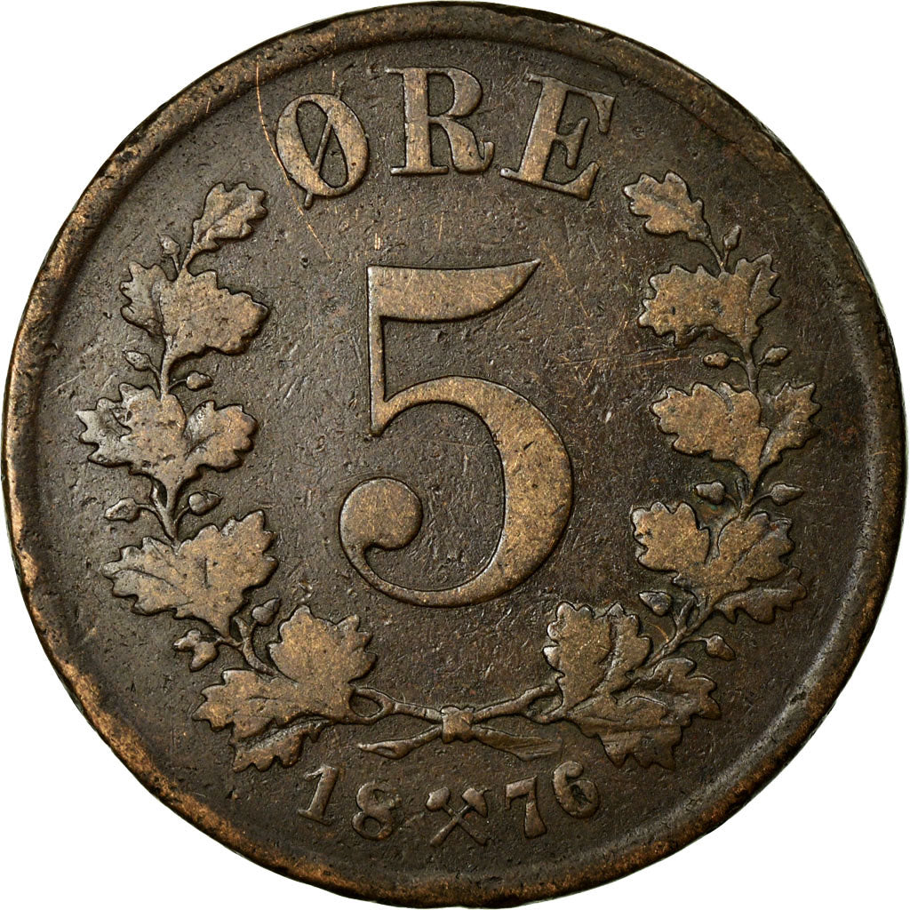 Coin, Norway, 5 Öre, 1876, VF(30-35), Bronze, KM:349
