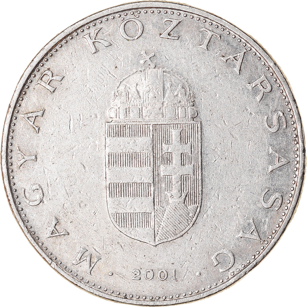 Munten, Hongarije, 10 Forint, 2001, Budapest, ZF, Copper-nickel, KM:695