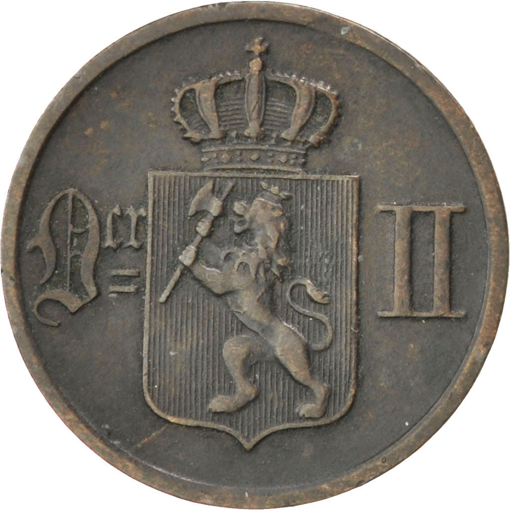 NORWAY, Ore, 1876, KM #352, EF(40-45), Bronze, 1.91