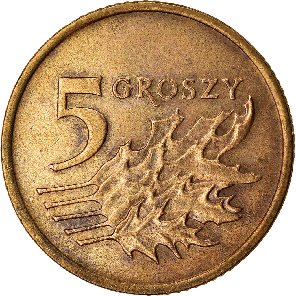 Monnaie, Pologne, 5 Groszy, 1990, Warsaw, TB+, Laiton, KM:278