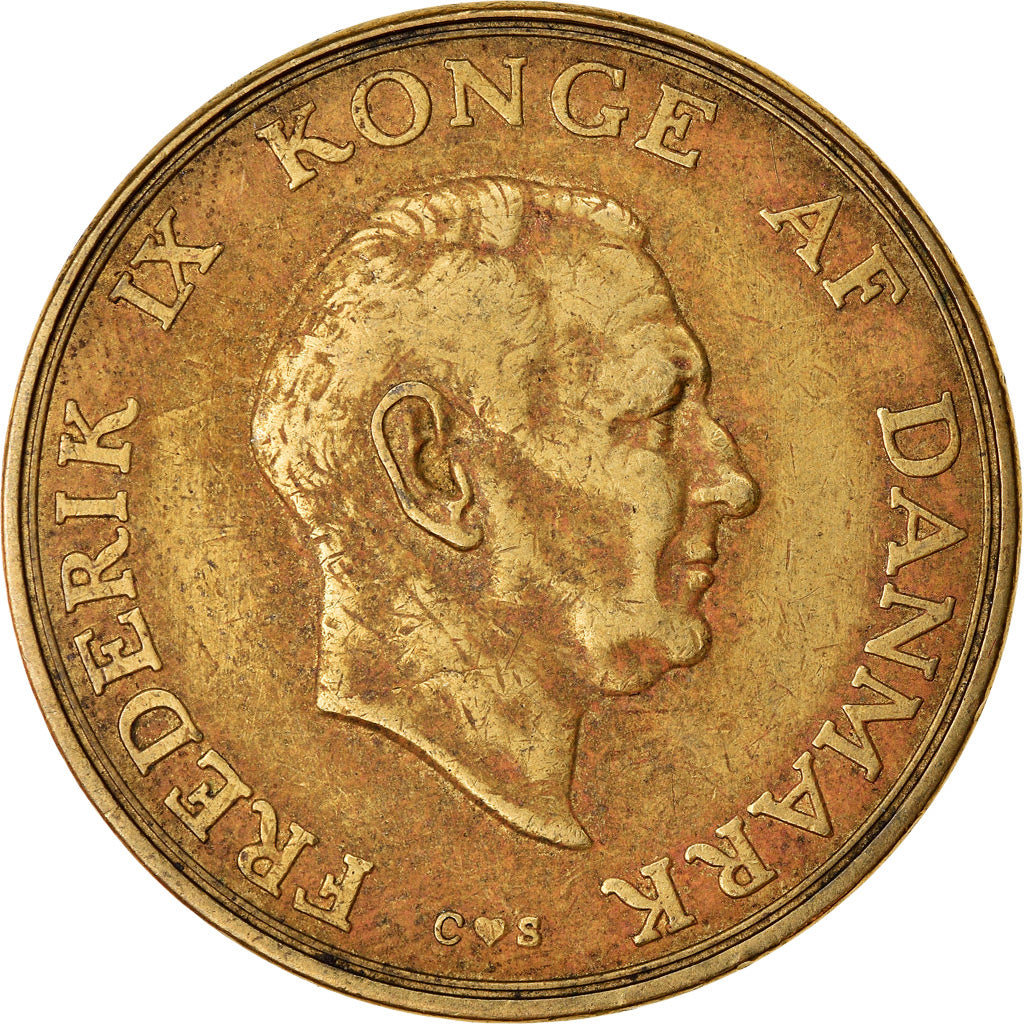Münze, Dänemark, Frederik IX, 2 Kroner, 1958, Copenhagen, S+, Aluminum-Bronze