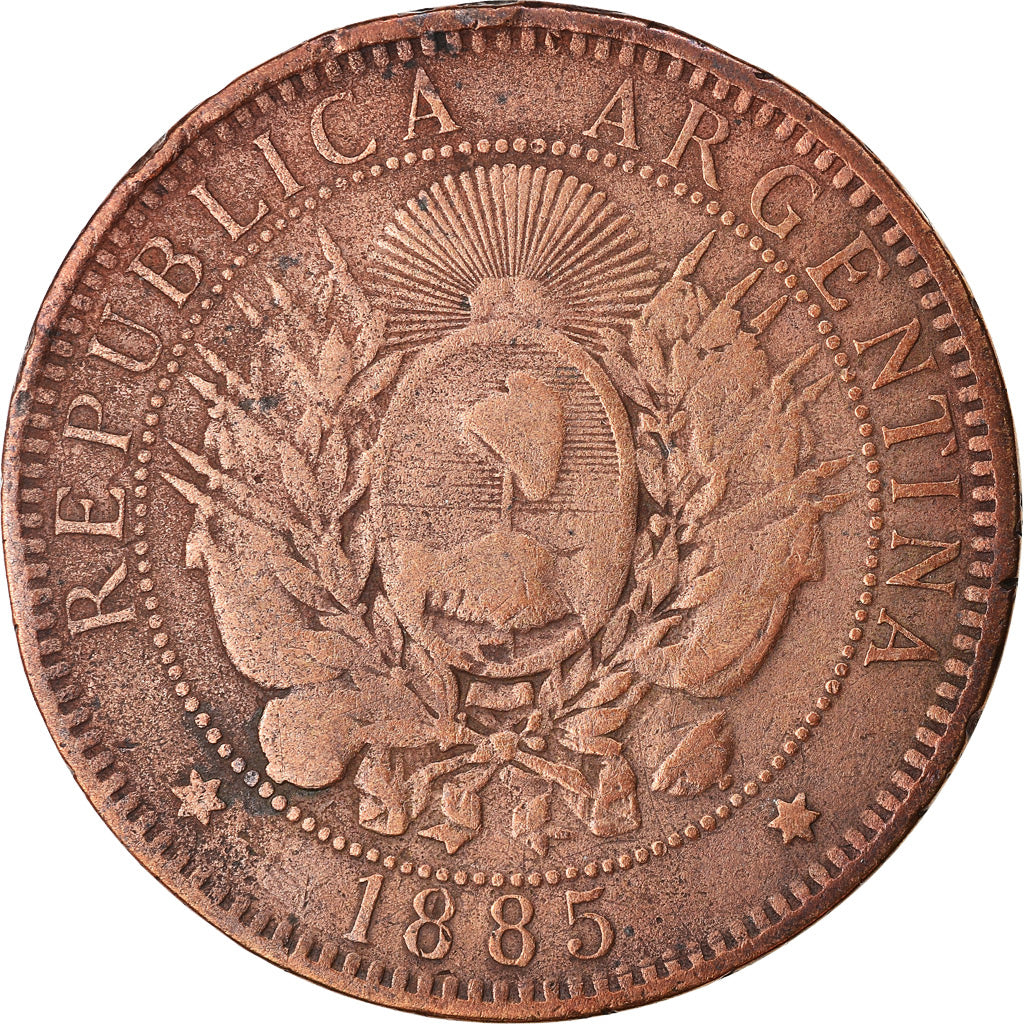 Coin, Argentina, 2 Centavos, 1885, EF(40-45), Bronze, KM:33